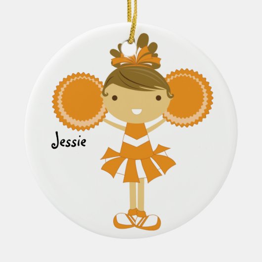 Cheerleader-Name-Verzierung KRW orange Keramikornament (Vorne)