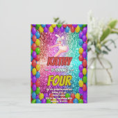 Cheerleader Niedlich Bunny Pompom Fun Geburtstag e Einladung (Stehend Vorderseite)