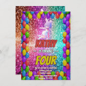 Cheerleader Niedlich Bunny Pompom Fun Geburtstag e Einladung (Vorne/Hinten)