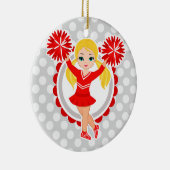 Cheerleader - Niedlich Red Blonde Cheer Keramik Ornament (Rechts)