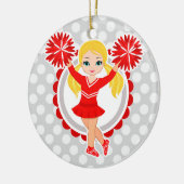 Cheerleader - Niedlich Red Blonde Cheer Keramik Ornament (Links)