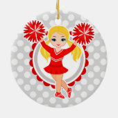Cheerleader - Niedlich Red Blonde Cheer Keramik Ornament (Hinten)
