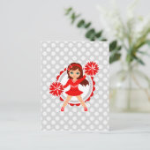 Cheerleader - Niedlicher Brünetter Roter Cheer Postkarte (Stehend Vorderseite)