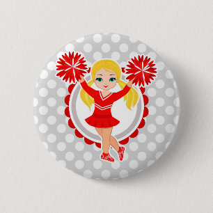 Cheerleader - niedlicher roter blonder Beifall Button