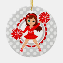 Cheerleader - niedlicher roter brünetter Beifall Keramik Ornament