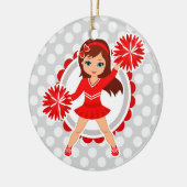 Cheerleader - niedlicher roter brünetter Beifall Keramik Ornament (Links)