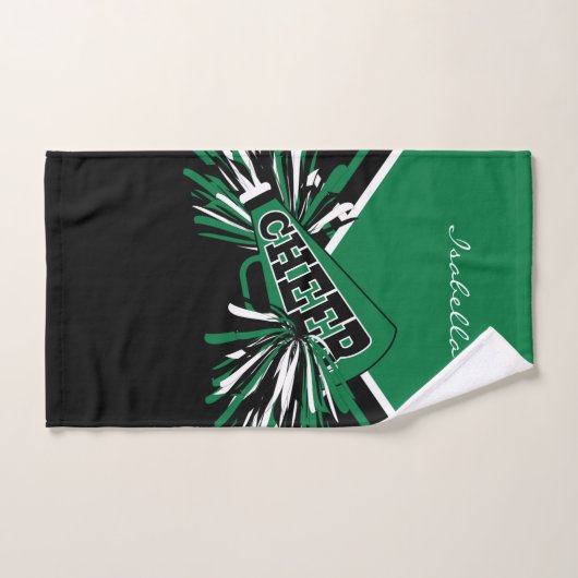 Cheerleader Outfit in Black, Kelly Green, White Handtuch (Handtuch)