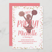 Cheerleader Party Birthday Blush Pink Einladung (Vorne/Hinten)