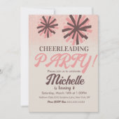 Cheerleader Party Birthday Pink Stars Einladung (Vorderseite)