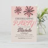Cheerleader Party Birthday Pink Stars Einladung (Stehend Vorderseite)