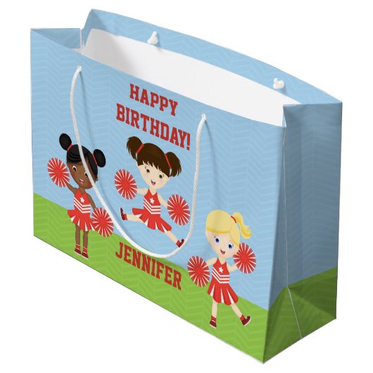 Cheerleader Party Große Geschenktüte (Rückseite Schrägansicht)
