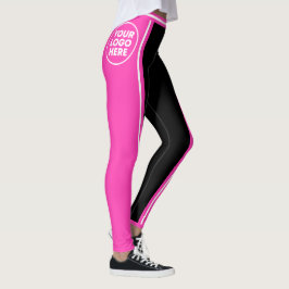 Cheerleader Pink Black Wide Stride Foto Logo Leggings