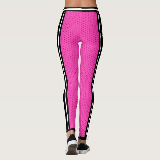 Cheerleader Pink Black Wide Strike Varsity Sport Leggings (Rückseite)