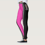 Cheerleader Pink Black Wide Strike Varsity Sport Leggings (Links)