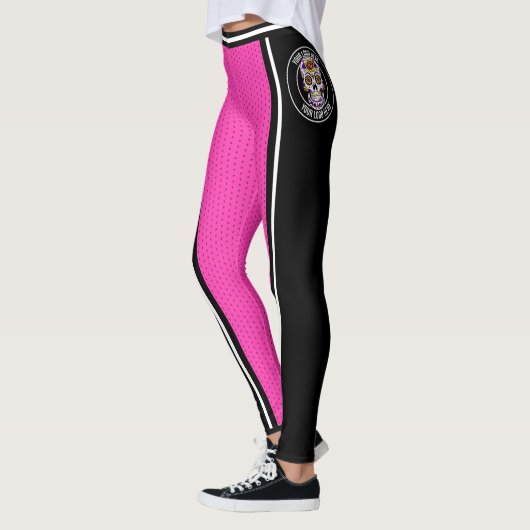 Cheerleader Pink Black Wide Strike Varsity Sport Leggings (Links)