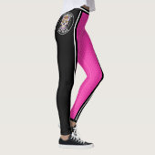 Cheerleader Pink Black Wide Strike Varsity Sport Leggings (Rechts)