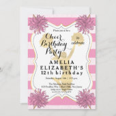 Cheerleader Pink | Gold Girl Birthday Party Einladung (Vorderseite)