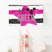 Cheerleader Pink Silver Black Cheer Geburtstag Banner (Insitu)