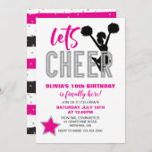 Cheerleader Pink Silver Black Cheer Geburtstag Einladung (Vorne/Hinten)