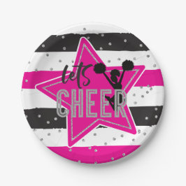 Cheerleader Pink Silver Black Cheer Geburtstag Pappteller