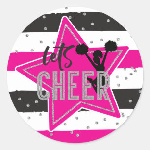 Cheerleader Pink Silver Black Cheer Geburtstag Runder Aufkleber