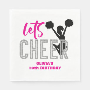 Cheerleader Pink Silver Black Cheer Geburtstag Serviette