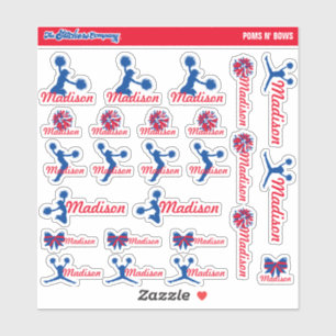 Cheerleader Pom Labels Personalisiert Schule