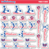 Cheerleader Pom Labels Personalisiert | Schule (Vorderseite)