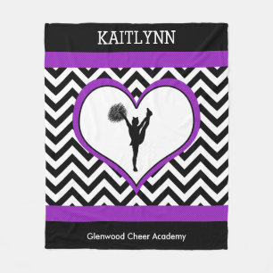 Cheerleader/Pom Zickzack Herz mit Monogramm Fleecedecke