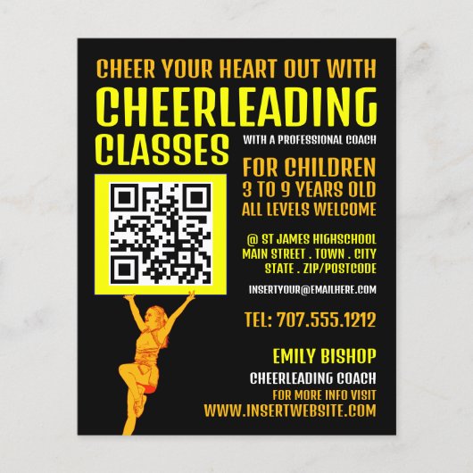 Cheerleader QR Code Sign, Cheerleader Classes Flyer (Vorne)