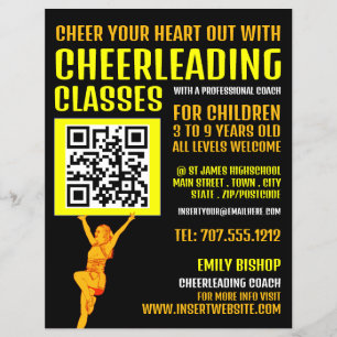 Cheerleader QR Code Sign, Cheerleader Classes Flyer