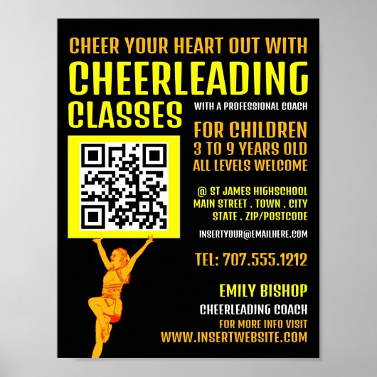 Cheerleader QR Code Sign, Cheerleader Classes Poster (Vorne)