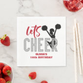 Cheerleader Red Silver Black Cheer Geburtstag Serviette (Beispiel)
