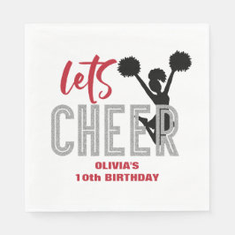 Cheerleader Red Silver Black Cheer Geburtstag Serviette