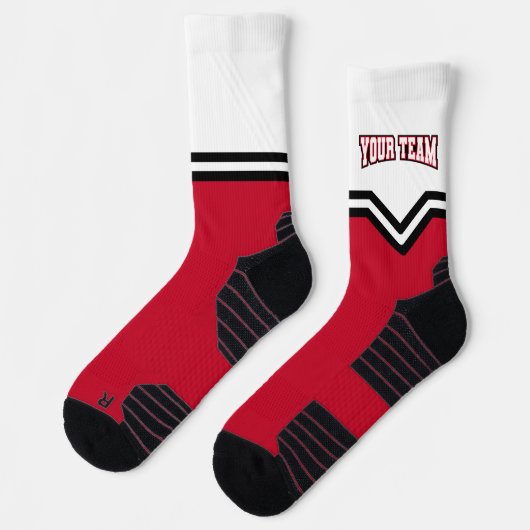Cheerleader Red Varsity V Squad Foto Logo Socken (Links)