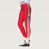 Cheerleader Red White Strip Team Logo Sport Leggings (Links)
