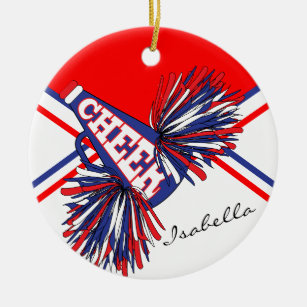 Cheerleader - rot, weiß und blau keramik ornament