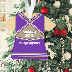Cheerleader-Schulfarben Lila und Gold Uniform Ornament