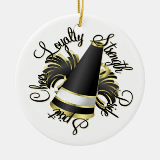 Cheerleader-Schwarz-und Goldqualitäten Keramikornament