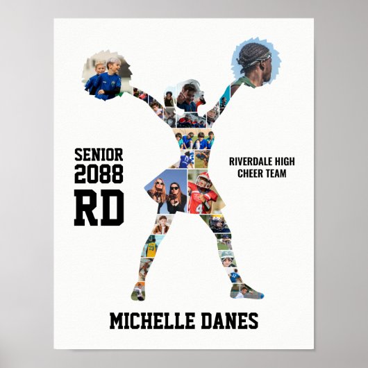 Cheerleader Silhouette Cheer Team Photo Collage Poster (Vorne)