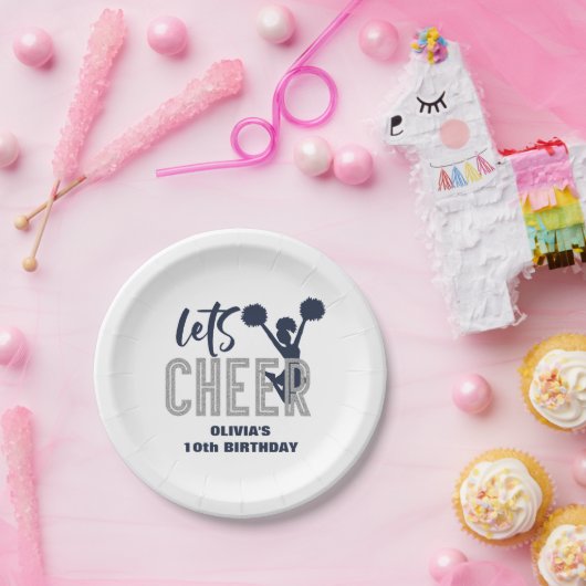 Cheerleader Silver and Navy Cheerday Pappteller (Party)