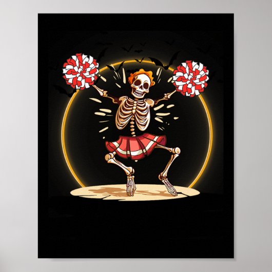 Cheerleader Skeleton Halloween Cheer Skeleton Che Poster (Vorne)