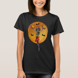Cheerleader Skeleton Women Girls Pirate Cheer Hal T-Shirt