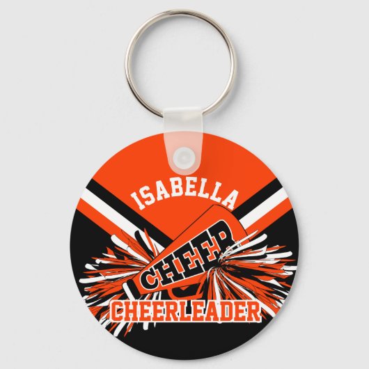 Cheerleader Spirit - Orange, Schwarz und Weiß Schlüsselanhänger (Vorderseite)