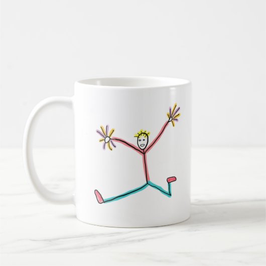 Cheerleader springende Stockfigur Kaffeetasse (Links)