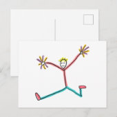 Cheerleader Springender Stockfigur Postkarte (Vorne/Hinten)