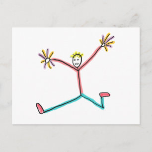 Cheerleader Springender Stockfigur Postkarte