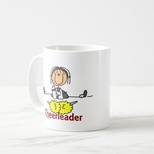 Cheerleader-Strichmännchen Kaffeetasse (Vorderseite Links)