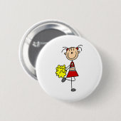 Cheerleader-Strichmännchen-Knopf Button (Vorne & Hinten)