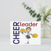 Cheerleader Strichmännchen Postkarte (Stehend Vorderseite)
